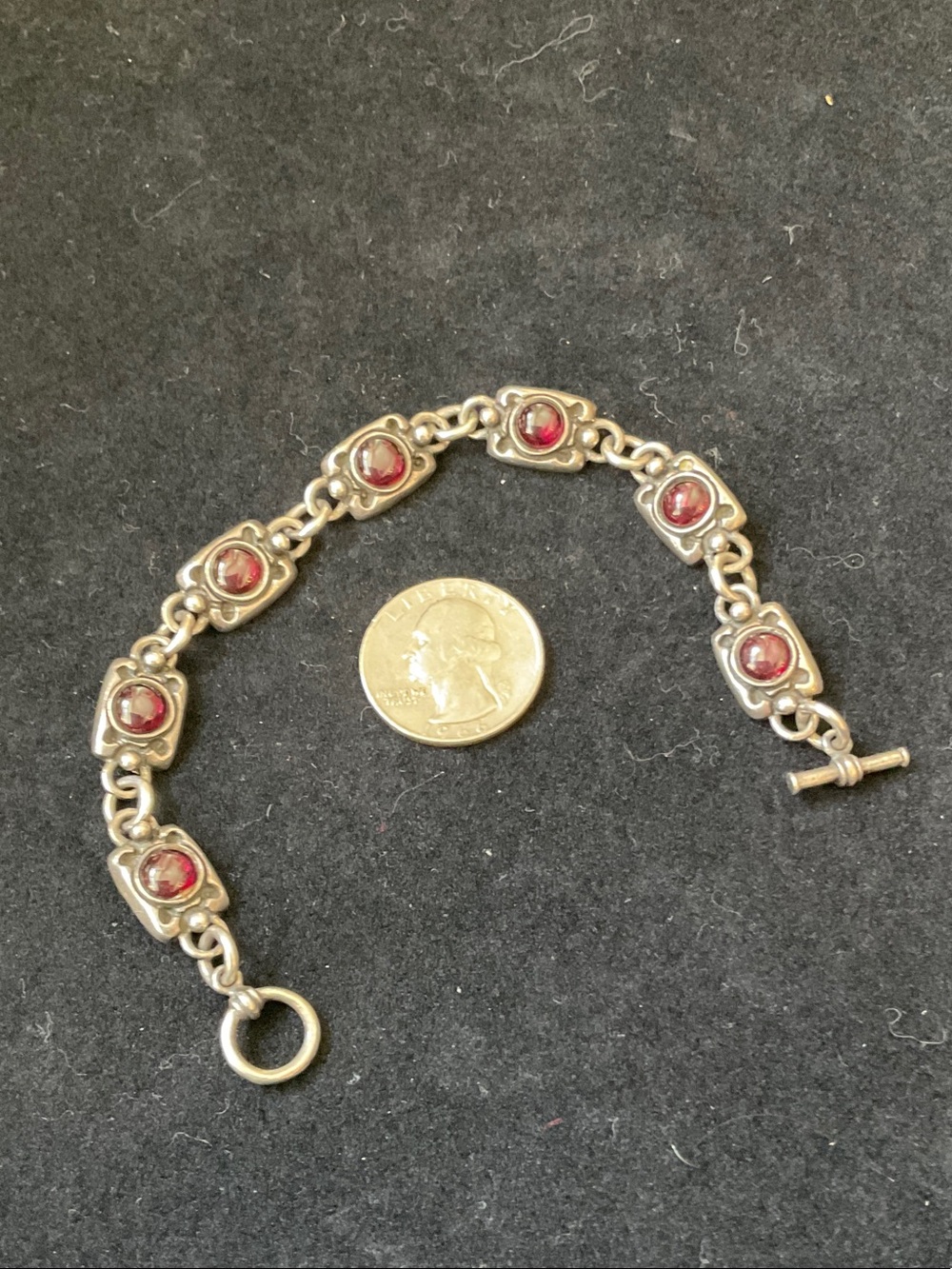 Sundance Sterling Silver Garnet Link Bracelet